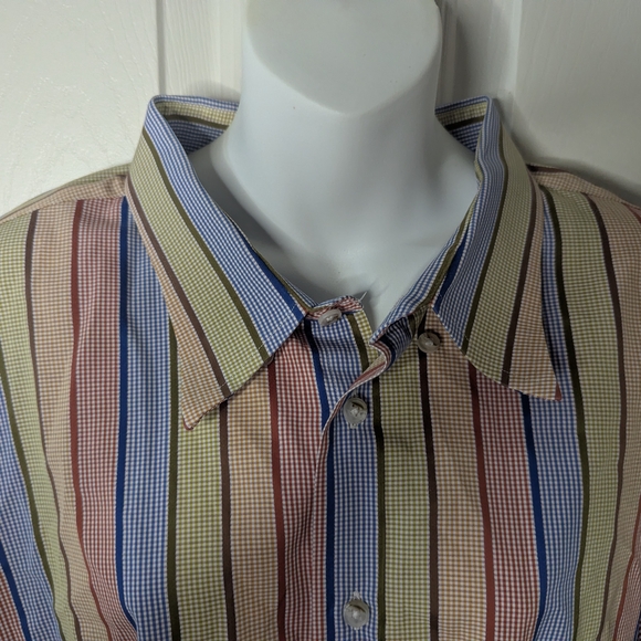 Paul Fredrick Finest 100% Cotton Striped Sport Shirt Button, Mens Size 4XL - Picture 2 of 11